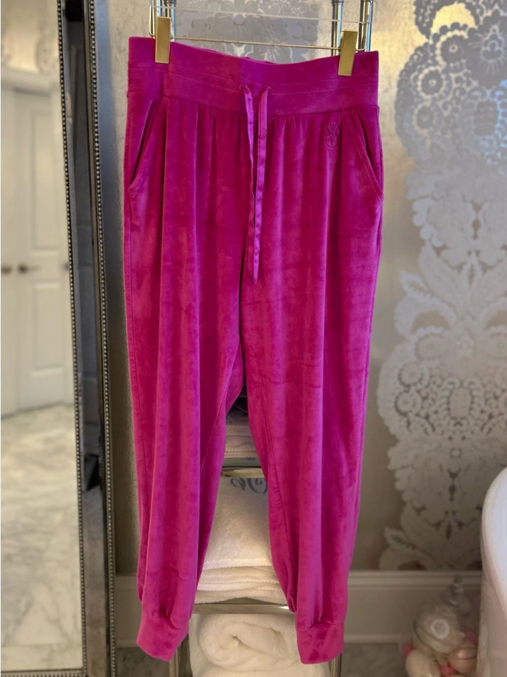 Victoria's Secret Hot Pink Velour Joggers - Picture 2 of 8